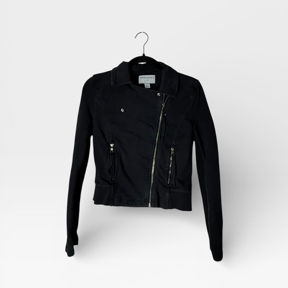 Anthropologie‎ Marrakech Women's Black Cropped Moto Jacket XS Grunge Y2K (L)